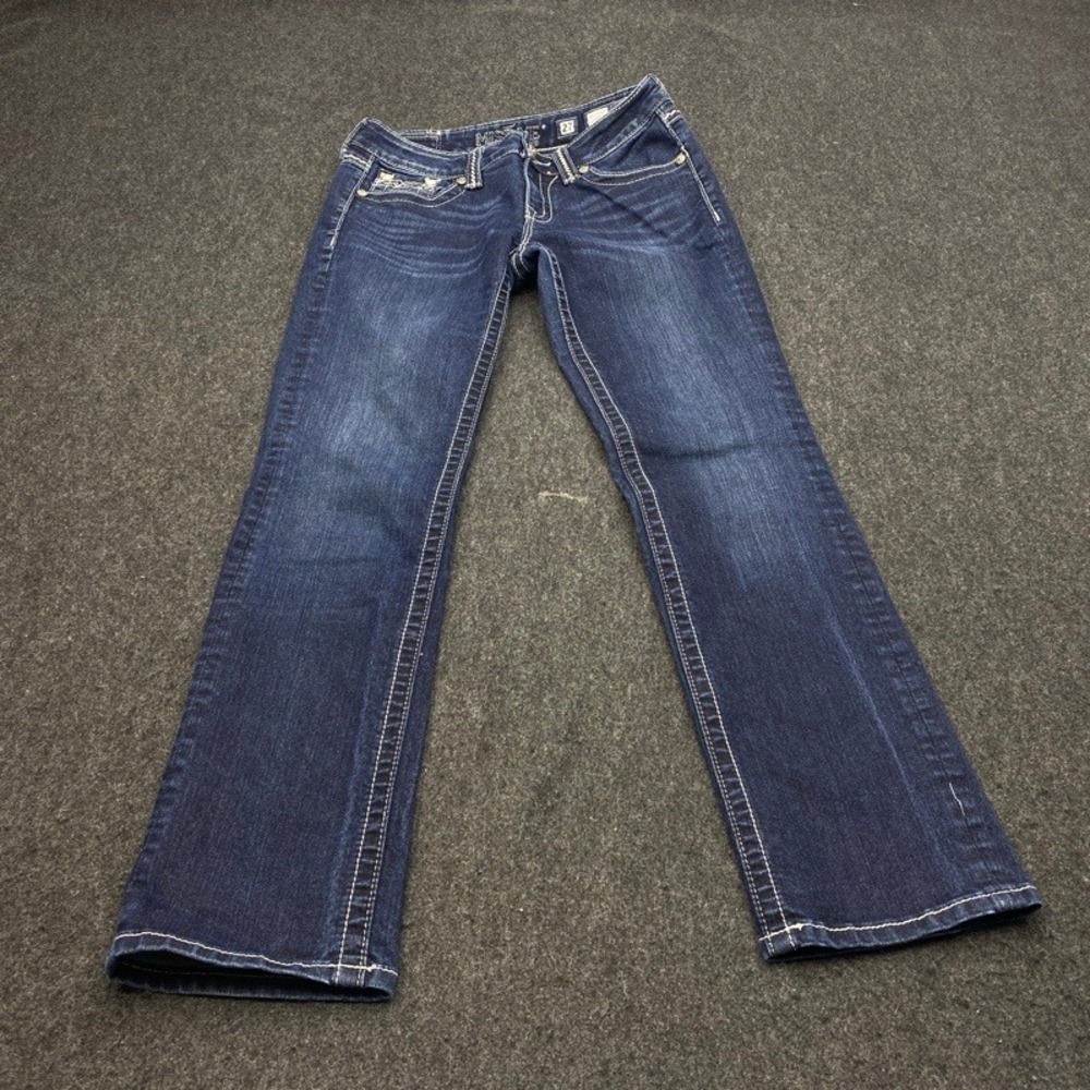 Miss Me Easy Capri Jeans Womens 27 Dark Wash Embellished Buckle JE1049EP3